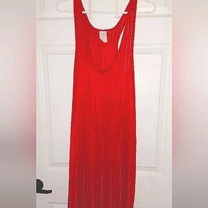 Red Sleeveless Scoop Neck Nighty